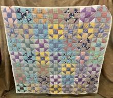 1970's 9 Patch Block Hand Made Quilt