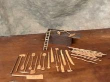 Original Civil War Era "Pick Up Sticks" Game In Walnut Slide Lid Box