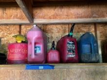 Lot of Plastic and Metal Gas Cans