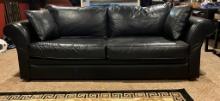 Black Faux Leather 2 Cushion Sofa