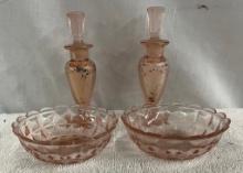4 Pieces Pink Depression Glass