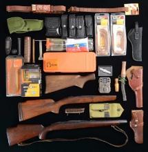 LOT OF MISCELLANEOUS FIREARMS BOOKS & ACCESSORIES.