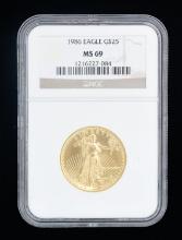 1986 1/2 OZ. AMERICAN GOLD EAGLE $25 COIN.