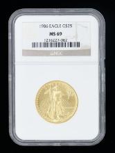 1986 1/2 OZ. AMERICAN GOLD EAGLE $25 COIN.