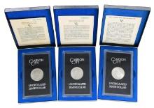 3 CARSON CITY MORGAN DOLLAR GSA HOARD WITH BOX.