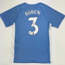 Autographed/Signed Ruben Dias Manchester City Blue Soccer Futbol Jersey Beckett BAS COA #2