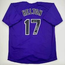 Autographed/Signed Todd Helton HOF 24 Colorado Purple Baseball Jersey Tristar COA