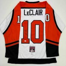 Autographed/Signed John LeClair Philadelphia White Hockey Jersey JSA COA