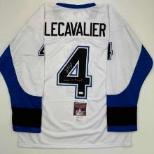 Autographed/Signed Vincent Lecavalier "2009 SC Champs" Tampa Bay White Hockey Jersey JSA COA