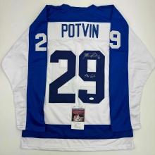 Autographed/Signed Felix Potvin "The Cat" Toronto White Hockey Jersey JSA COA