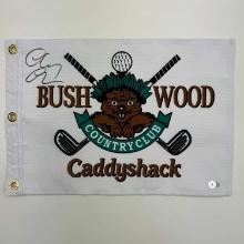 Autographed/Signed Chevy Chase Caddyshack Bushwood Country Club Flag Beckett BAS COA