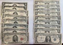 17 Star Notes - $5 Red Seal - $2 Red Seal - $1 Silver Certificates