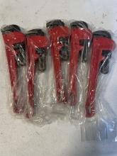 Set Of 5 Solid Steel Kal Sho 10" Pipe Wrench