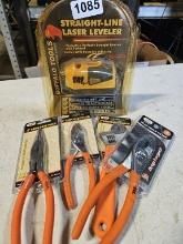 Iit Multiple Different Plier's & 8" Adjustable Wrench & Straight Lines Laser Leveler