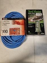 1-yard Master Power Stake & 1- Woods Cold Fex Resistant 100 Ft Extension Cord