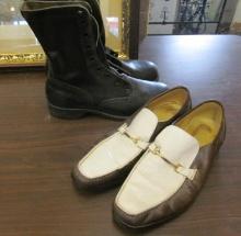 Pair Fancy Florsheim Loafers & Pair of Genesco 8 1/2 Army Style Boots