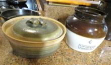 4 Quart Bean Pot & Stoneware Covered Casserole