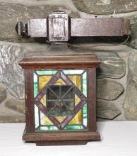 Vintage Oak & Stain Glass Porch Lamp