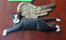 Stephen Huneck Wood Cat Ornament