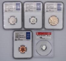 (5) First Day of Issue U.S. Proof Coins