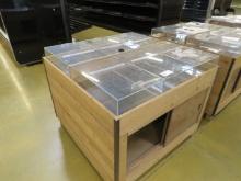 NEW 48X48 WOOD DISPLAY TABLE W/15X23 CLEAR LIFT-TOP MERCHANDISERS