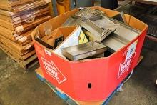 1 LOT - PALLET W/ LARGE BOX OF MISC. STAINLESS STEEL SEAFOOD/ MEAT PANS