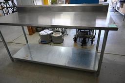 72" x 30.25"x 34.25" Stainless Steel Work Table with Back splash