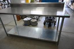 72" x 30.25"x 34.25" Stainless Steel Work Table with Back splash