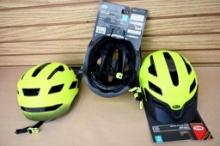 Three Yellow Adult Bike Helmets