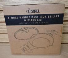 Cuisinel 8" Duel Handle Cast Iron Skillet & Glass Lid