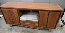 Solid Wood Entertainment Console with Shelves