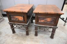 Pair of Copper Top Side Tables