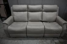 Light Grey Flex Steel Power Leather Recliner Sofa