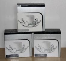 Three New Crystal Lotus Candle Holders in Unopened Boxes
