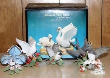 5 Lenox Porcelain Birds and Musical Swan Statue