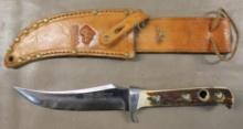 Puma Stag Handle 4 Quarter 1976 Skinner Knife in Sheath