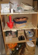 Particle Board Shelf & Contents
