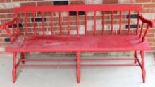 Great Wood Bench Painted Red