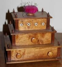 Three-Tiered Wood Sewing Box