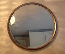 Gold-Framed Mid-Century Mod Round Mirror