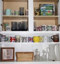 Collection of Mugs, Glassware, and Crystal