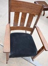 Black Upholstered Mission Oak Rocking Chair