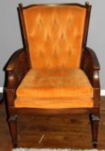 Great Orange Velvet and Wood Chair