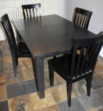 Black Wood Dining Table with 4 Chairs
