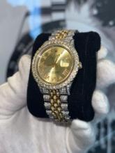 Custom 36mm Fully Diamond Rolex (12 cttw Diamond, G-H, SI1-SI2) comes with box and papers
