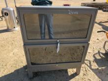 2409 - METAL AND GLASS CABINET
