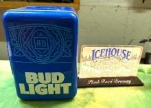Bud Light Mini Fridge and Ice House Light up beer sign- both work