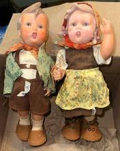 Vintage M.L. Hummel Large Dolls with Original Clothing Boy is 12" and girl is 11"