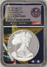 2021-W $1 Proof American Silver Eagle Coin NGC PF70 Ultra Cameo Congratulations Set FDOI