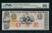 1840s-70s $1 Charleston SC Obsolete PMG 66EPQ